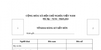 Tờ khai đăng ký kết hôn
